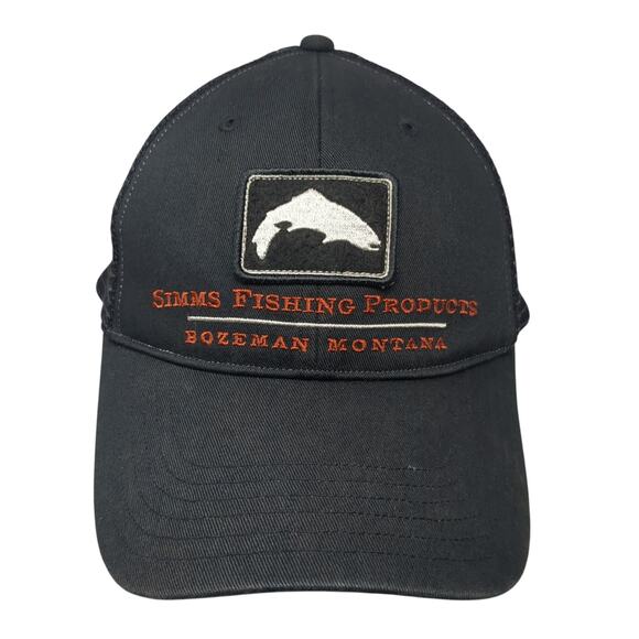 Simms Fishing Products Snapback Trucker Hat Black One Size Adjustable Mesh Back - Picture 1 of 9